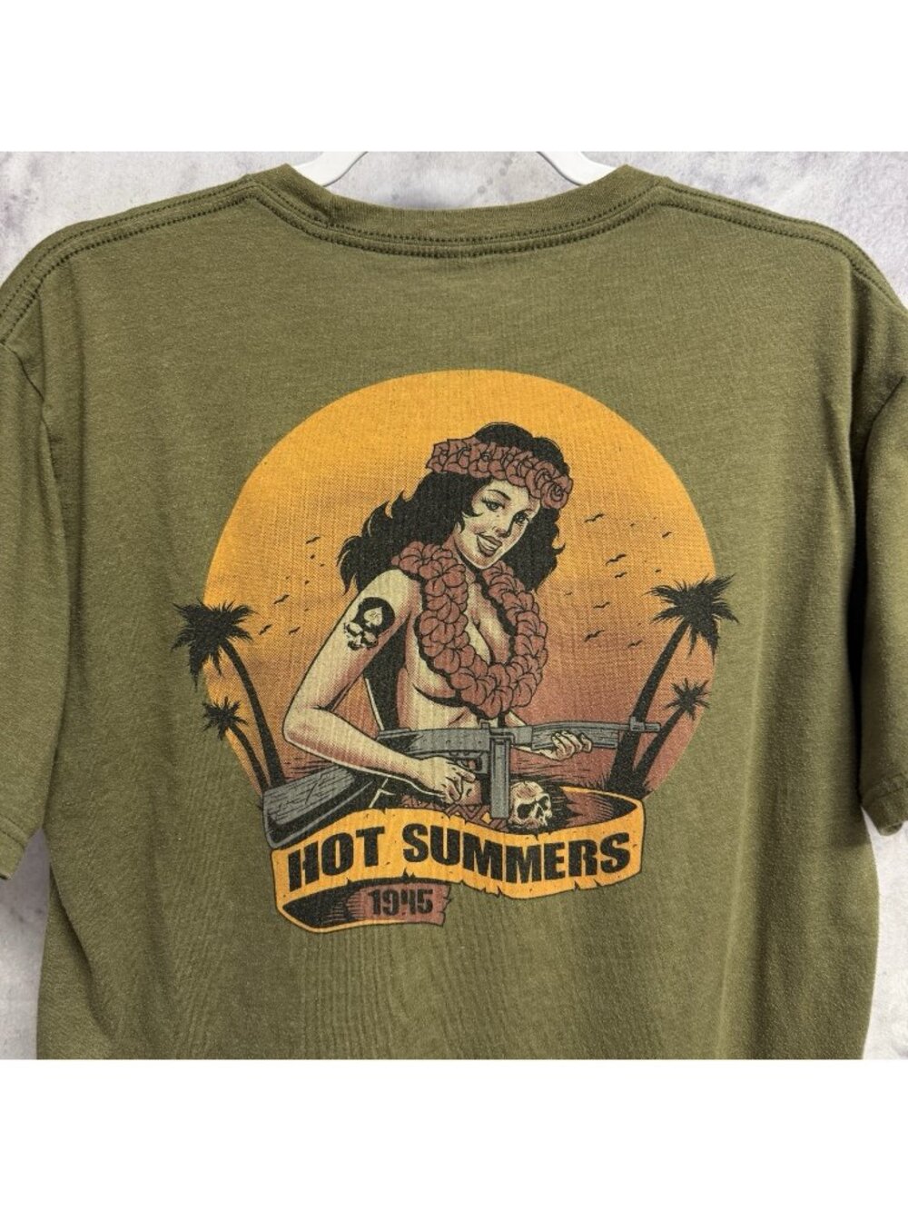Zero Foxtrot T Shirt Mens Large Hawaiian Pin-Up Girl Hot Summer Military